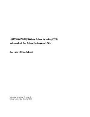 Fillable Online Uniform Policy (Whole School including EYFS) Fax Email ...
