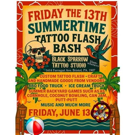 Black Sparrow Tattoo Studio Friday the 13th Summertime Tattoo Flash ...