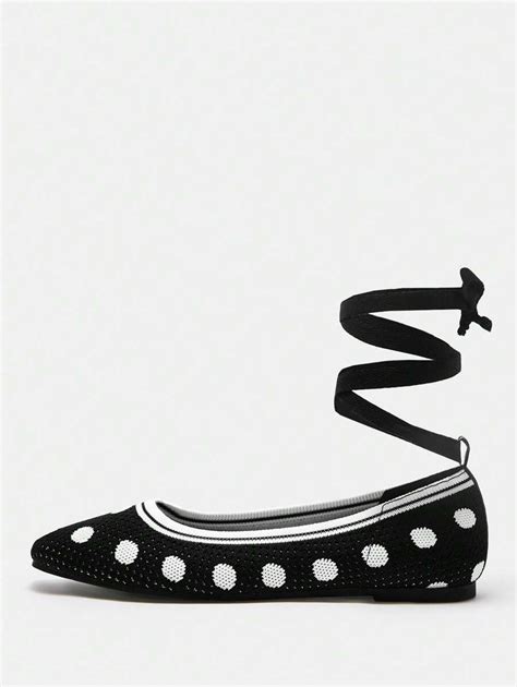 CUCCOO BASICS Women Polka Dot Pattern Flat Shoes, Comfortable For Daily ...