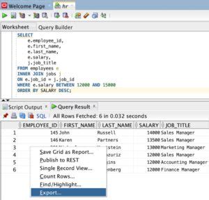 Image result for Export Output Result From Oracle to CSV File