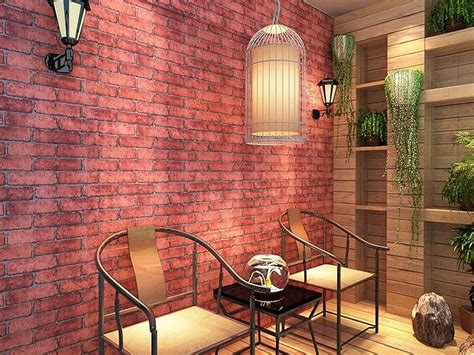 Oren Empower Self Adhesive Red Brick Design Wallpaper/Waterproof PVC ...