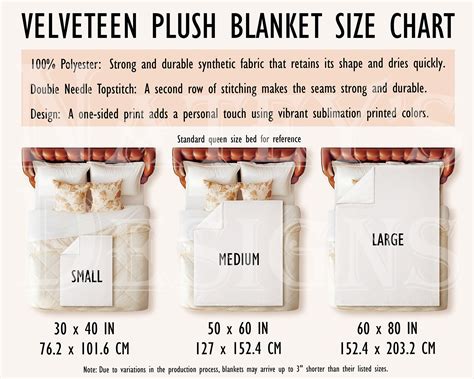 Velveteen Plush Blanket Size Chart, Printify Blanket Size Chart, Minky ...