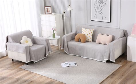 HOKIPO Chenille Sofa Cover Thick And Soft Throw 3 Seater, 180 (D) X 300 ...