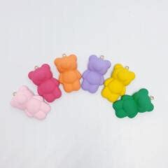 Colored Acrylic Teddy Bear Keyring Bear Keyring Materials (1) - maccaron