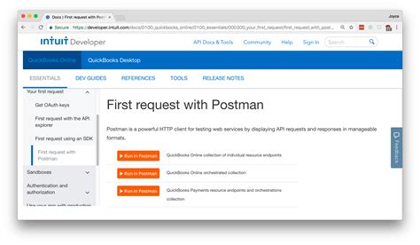 QuickBooks API Call Postman 的图像结果