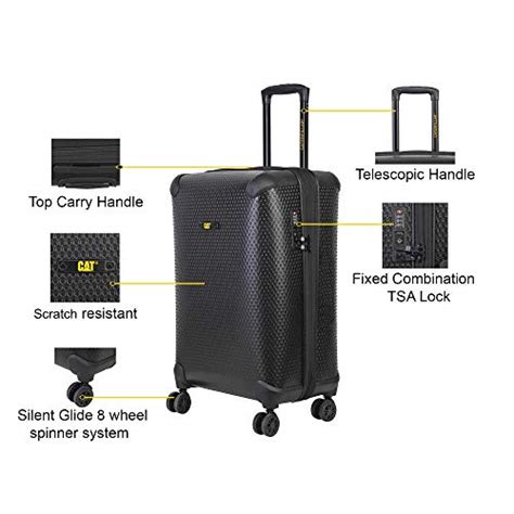 CAT Hexagon PP 56 Cms/20 Black Hardside Cabin Luggage (83792-01 ...