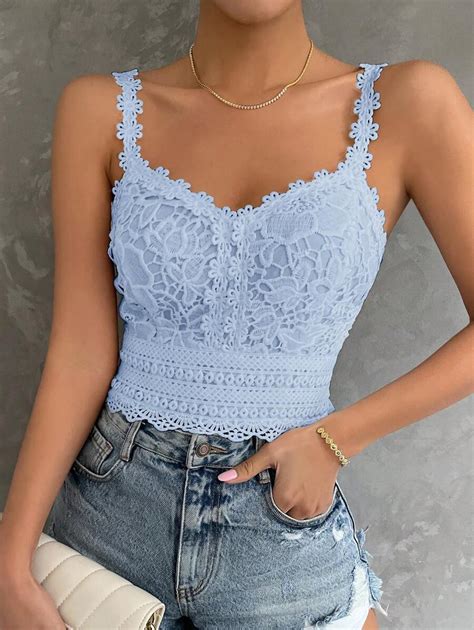SHEIN Privé Guipure Lace Cami Top | SHEIN USA