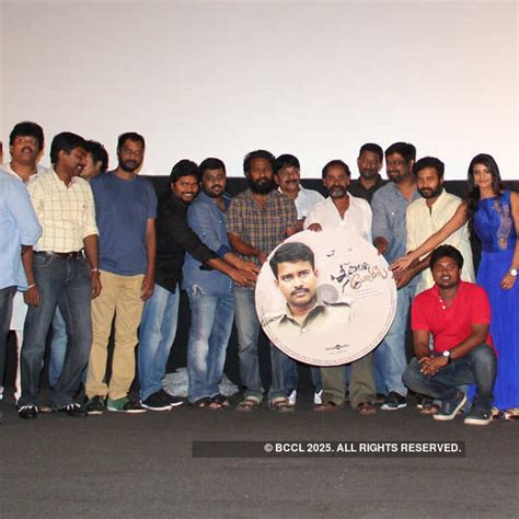 The cast and crew during the audio launch of Thirudan Police, in Chennai.