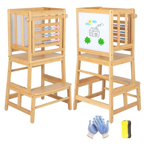 Buy COSYLAND Kids Kitchen Step Stool with Safety Rail -Toddler Kitchen ...