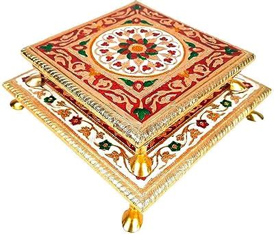 Buy Apka Mart The Online Shop Minakari Pooja Chowki | Wooden Bajot ...