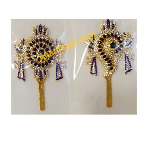 Deity Decorative Brass Shanka Chakra with Stonework, Deity Accessories ...