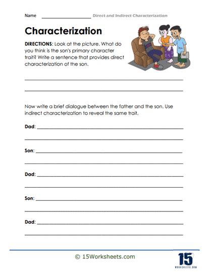 Direct and Indirect Characterization Worksheets - Worksheets Library