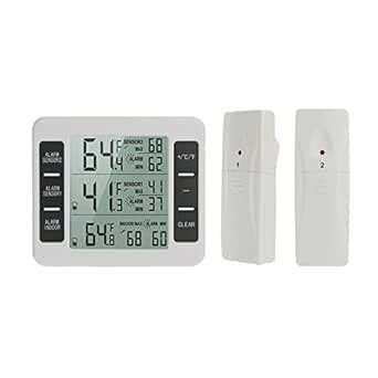 Pinakine® Refrigerator Thermometer 2 Sensor Temperature Monitor Gauge ...