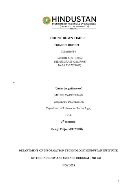 Project Count - important - COUNT DOWN TIMER PROJECT REPORT Submitted ...