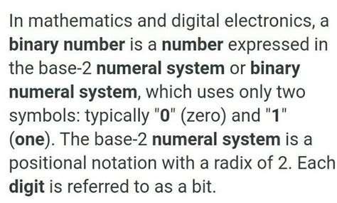 The digits 0 and 1 are called ______ in binary number system. - Brainly.in