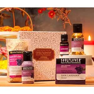 Soulflower Lavender Try me Bath Set (Bath salt, Massage Oil, Candles ...