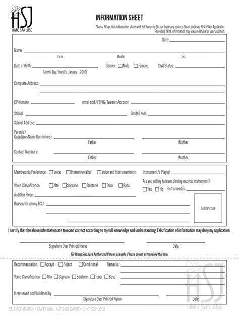 Image result for Table Information Sheet Form