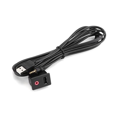 Lemonbest USB & 3.5mm Plug Car Dashboard Flush Mount AUX Extension ...