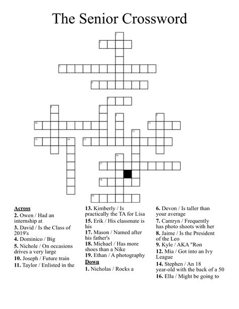 Free Crosswords For Seniors - Free Printable Crosswords