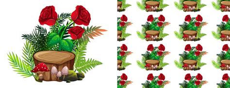 Rote Rosen und Pilze Muster | Kostenlose Vektor