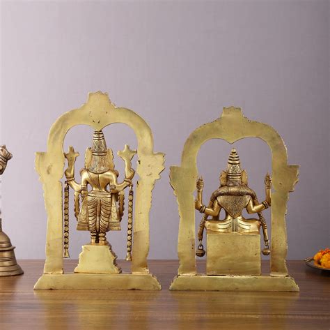Buy Brass Padmavati Thayar Lakshmi & Tirupati Balaji Statue Set with ...