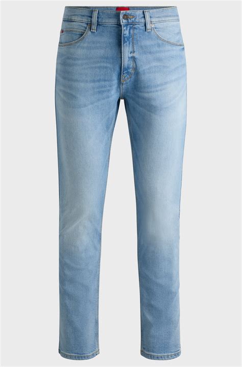 HUGO - Slim-fit jeans in light-blue stretch denim - Light Blue