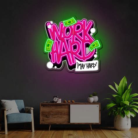Work Hard Play Hard Neon Sign x Acrylic Artwork – The MB Store