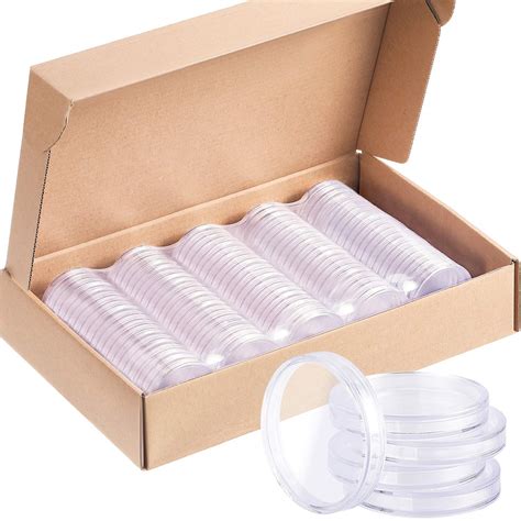 40 mm Coin Holder Capsules Round Plastic Clear Coin Container Case for ...