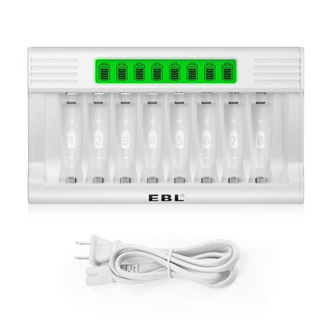 EBL 8 Bay Individual AA AAA Battery Charger with LCD Display for Ni-MH ...