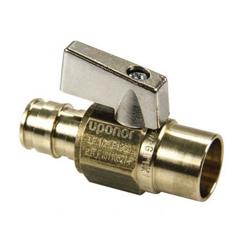 UPONOR, 1/2 in, Brass, Manual Two-Way Ball Valve - 820DD8|LF4805050 ...