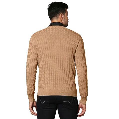 Men Fawn Wrapper Wool Blend Full Sleeve V Neck Collar Sweaters – MyRaymond