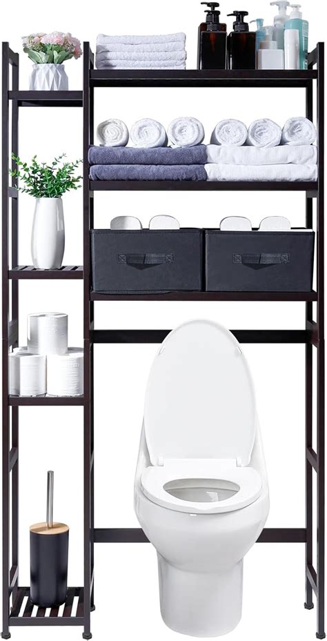 Homde Bamboo Over The Toilet Storage Rack with Basket, India | Ubuy