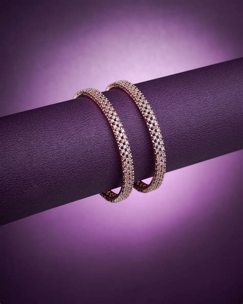 3 Line AD Studded Rose Gold Bangles (Pack of 2) – Opal Touch