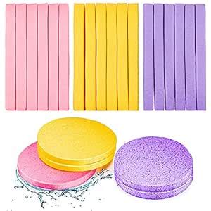 FAMEZA 12 Pieces Compressed Facial Sponge Face Cleansing Sponge Makeup ...