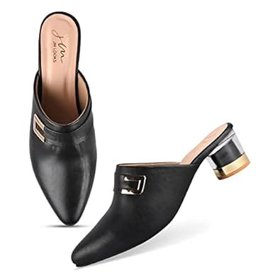 JM LOOKS Black Bellies Style Fancy Trending and Comfort Block Heel ...