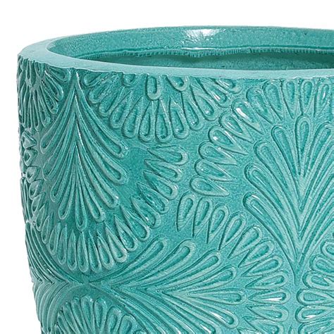 Turquoise Glazed Damask Outdoor Planter, Large | At Home