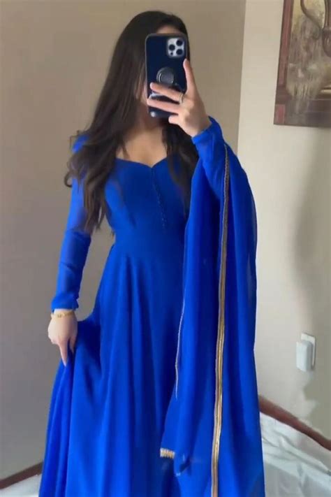 GORGIOUS ROYAL BLUE COLOR GEORGETTE BASE DESIGNER LOOK ANARKALI SUIT W ...