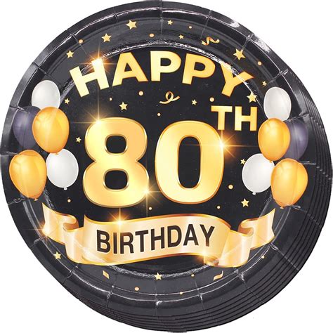 Greatingreat 80th Birthday Plates Black and Pink Dessert, Buffet, India ...