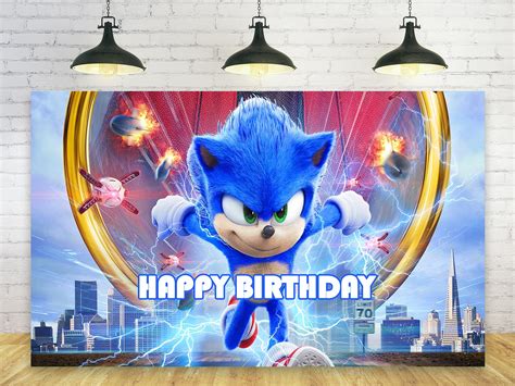 Buy FQFMJDM Blue Sonic Hedgehog Backdrop for Birthday Party Decorations ...