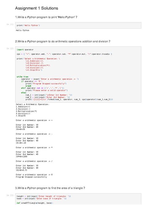 Solutions - solution - Assignment 1 Solutions 1 a Python program to ...