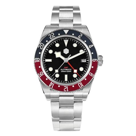 San Martin NH34 BB58 GMT Watch SN0109 - Black Dial – DREAM WATCHES