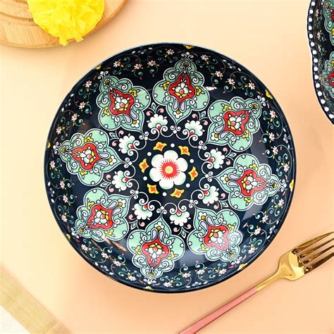 VON CASA Ceramic Mandala Navy Blue Round PlatterOnline - Premium ...