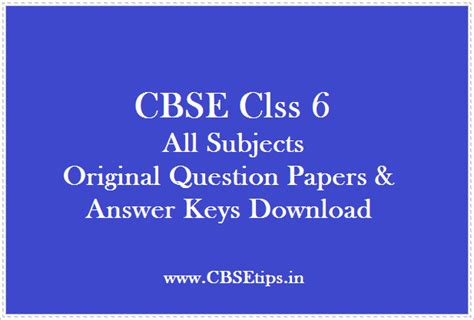 CBSE Class 6 - Original Question Papers And Answer Keys Download ~ CBSE ...