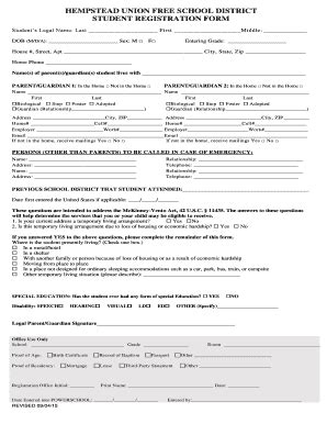 Fillable Online hempstead union free school district student ...