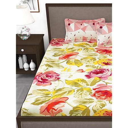 Story@Home 120 TC Candy Motif Cotton Double Flat Bedsheet with 2 Pillow ...
