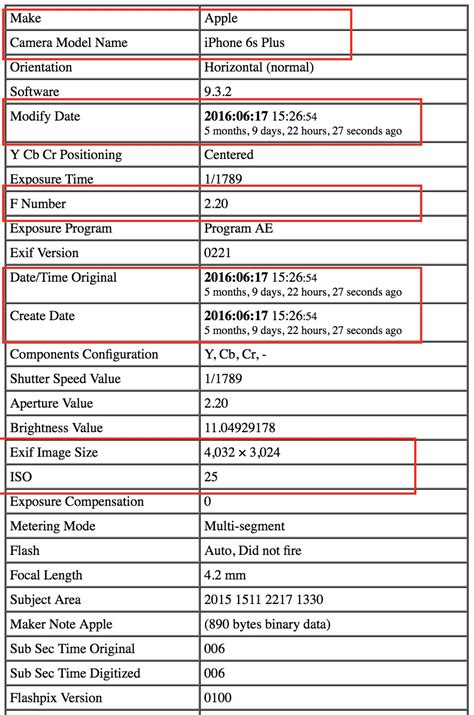EXIF Metadata 的图像结果