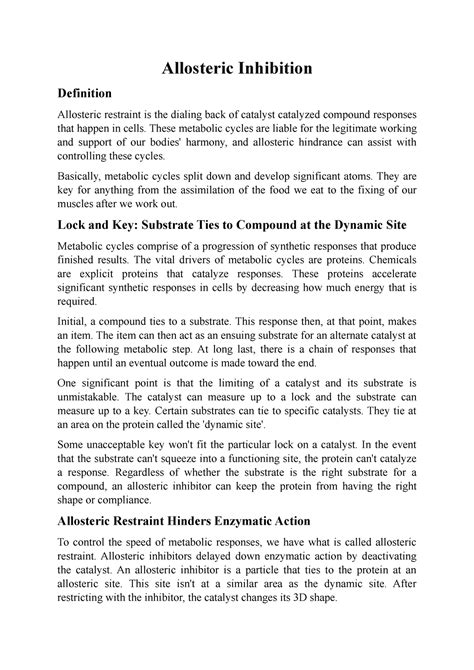 Allosteric Inhibition - Allosteric Inhibition Definition Allosteric ...