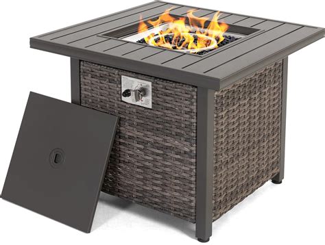 Nuu Garden Outdoor 30" 50,000 BTU Propane Gas Fire Pit Table, Square ...