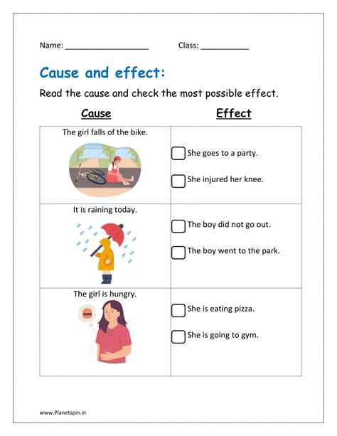 Cause and effect worksheets grade 1 | Planetspin.in
