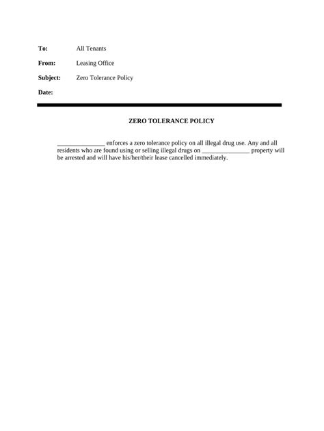zero tolerance policy template Doc Template | pdfFiller